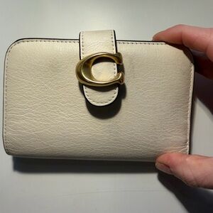 Coach Cream Wallet with Gold Accent